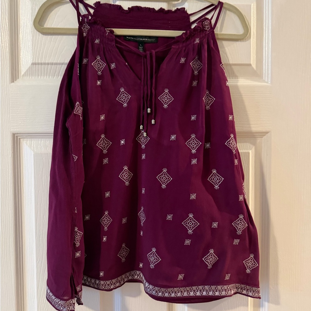 White House Black Market Plum Printed Strappy Camisole